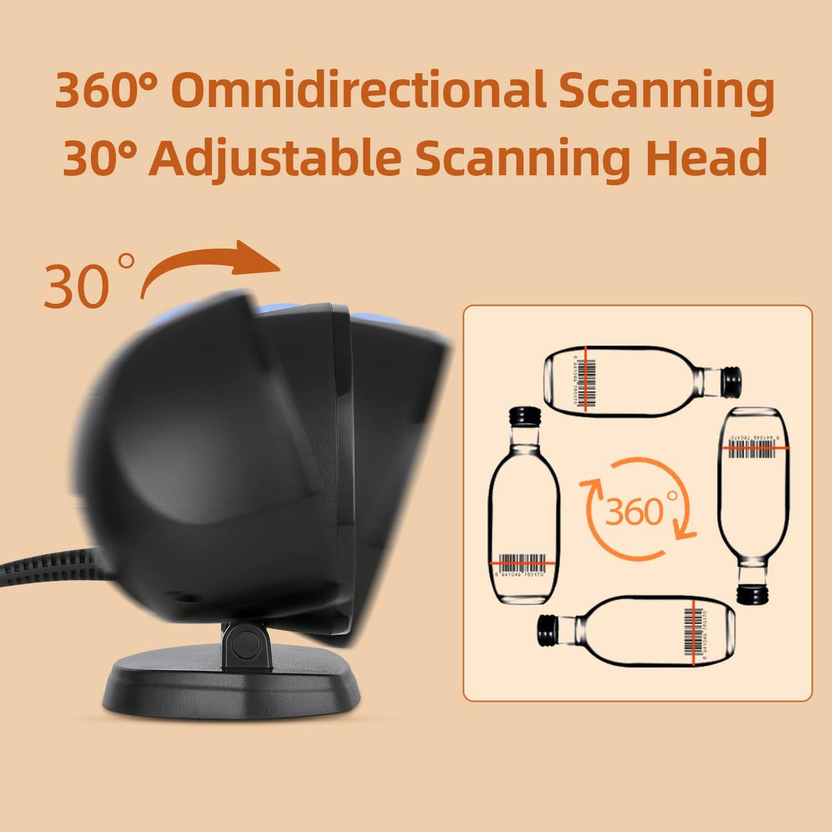 2D Desktop Barcode Scanner Handsfree Omnidirectional QR Code Reader Pack of 2 N5946