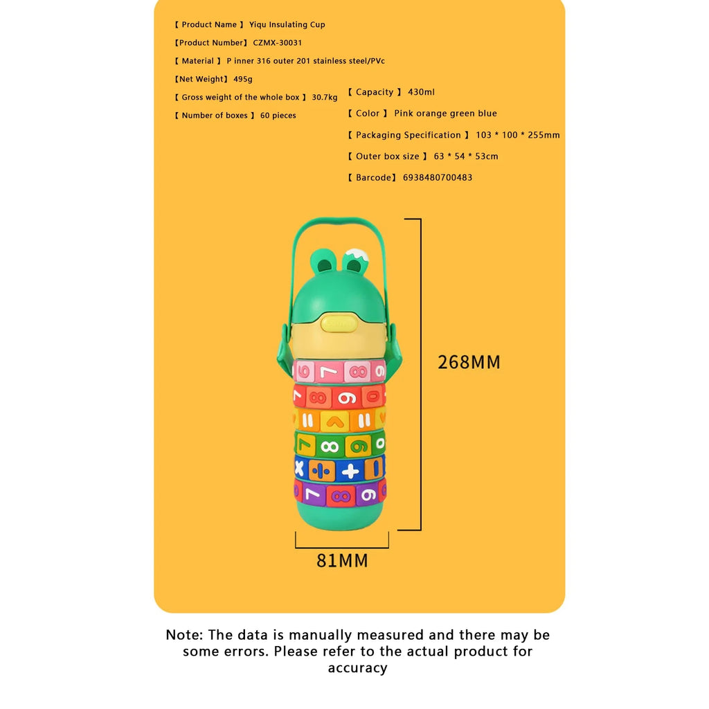 430ml Kids Stainless Steel Insulated Water Bottle with Straw G61708
