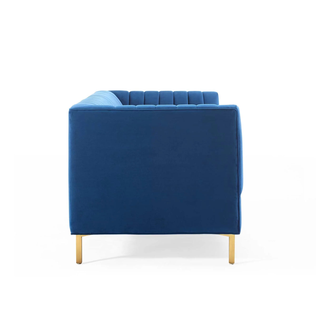 Navy Gold Channel Tufted Performance Velvet Sofa T235