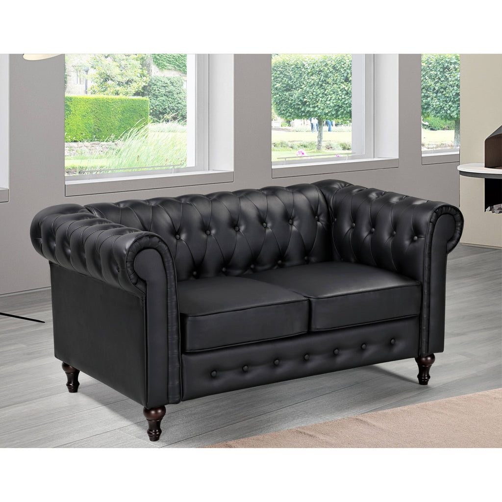 Cream/White Chesterfield Loveseat X25231