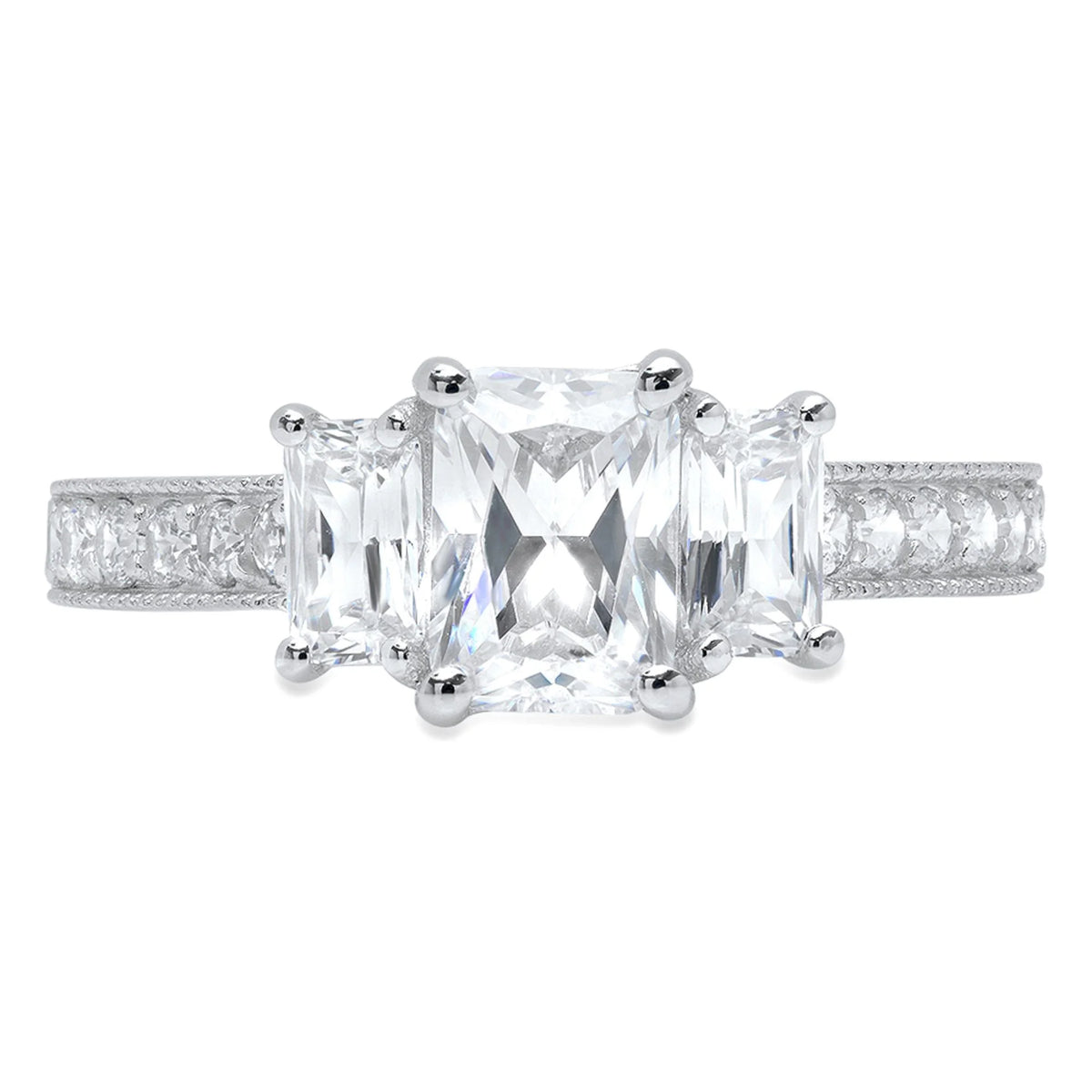 18K White Gold Three-Stone Diamond Engagement Ring X924662