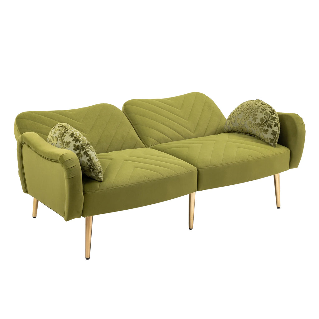 Velvet Love Seats Sofa with 2 Bolster Pillows E20747