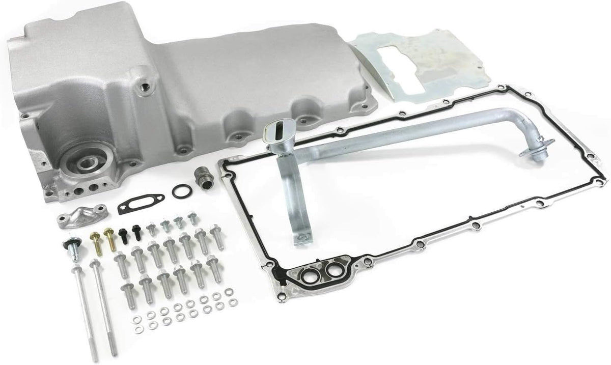 Rear Sump Retrofit Oil Drain Pan Lightweight Cast Aluminum Satin P1231