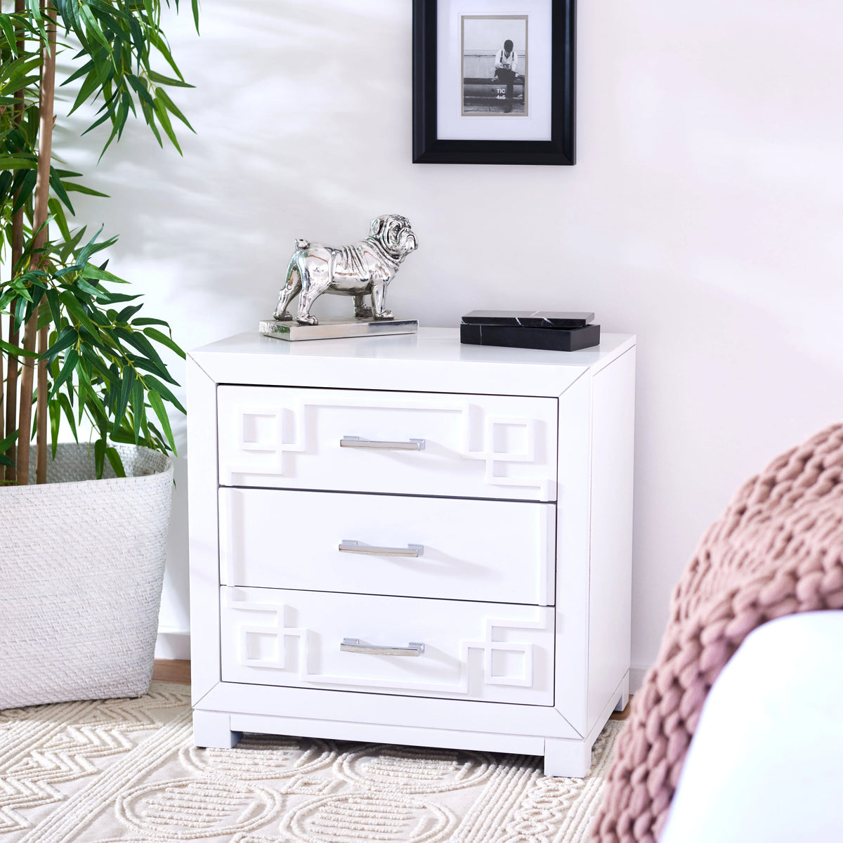 White 3 Drawer Night Stand C270