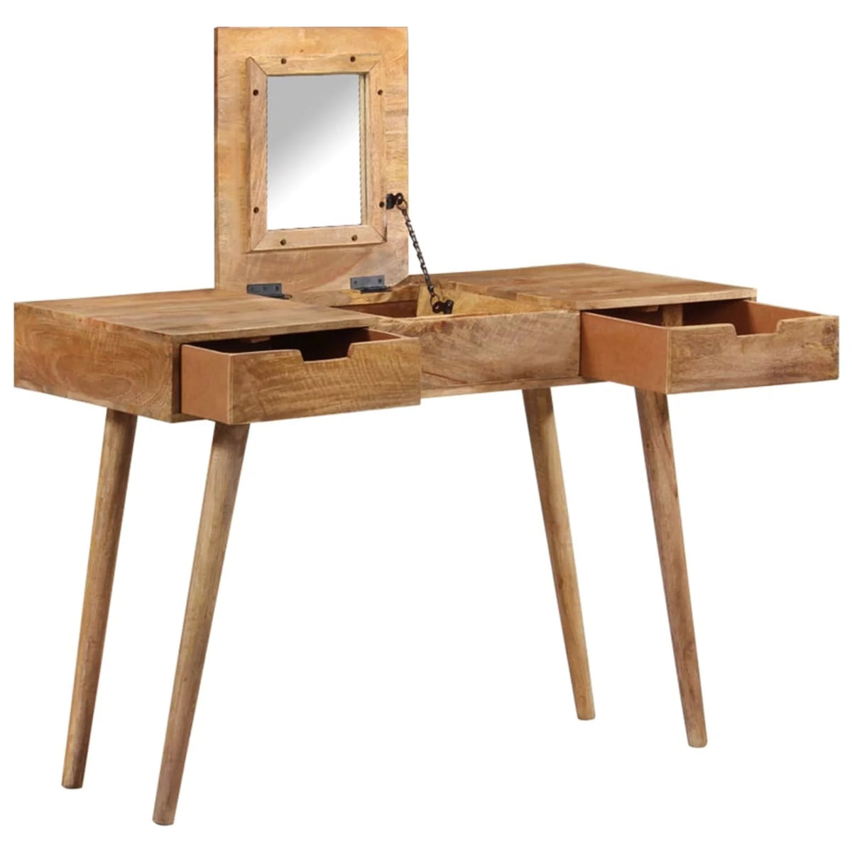 Folding Mirror Makeup Table with 2 Drawer Mango Wood Vanity B650677