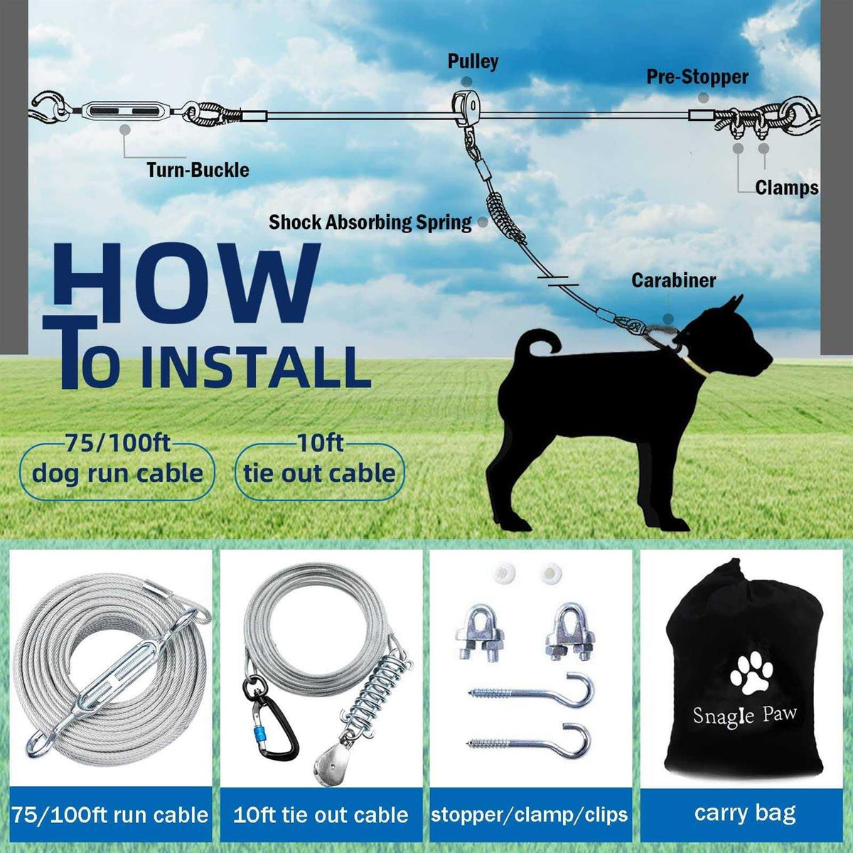 Dog Tie Out Runner with 10ft Pulley M457142