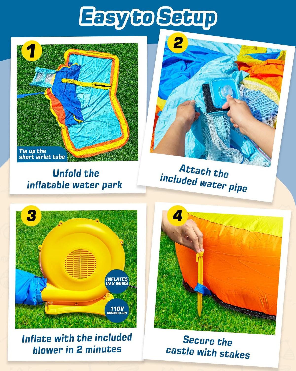 Kids Inflatable Water Slide Park with Blower, Climbing Wall, Splash Pool and Sprinkler R322