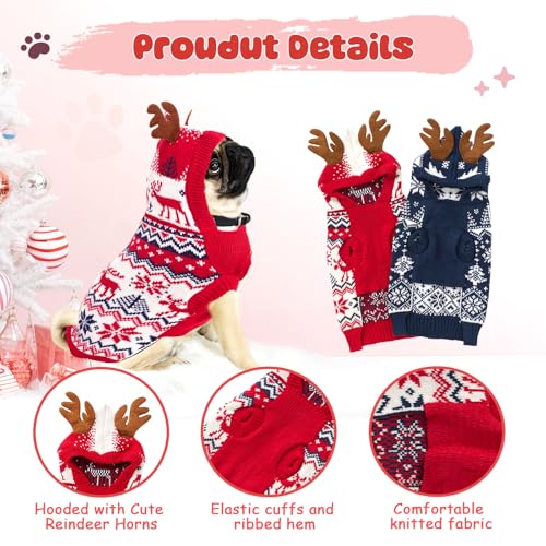 2 Pcs Christmas Dog Sweater Warm Winter Dog Hoodie F766