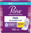 Incontinence & Postpartum Pads, 6 Drop Ultimate Absorbency, Regular Length, 112 Count J253698