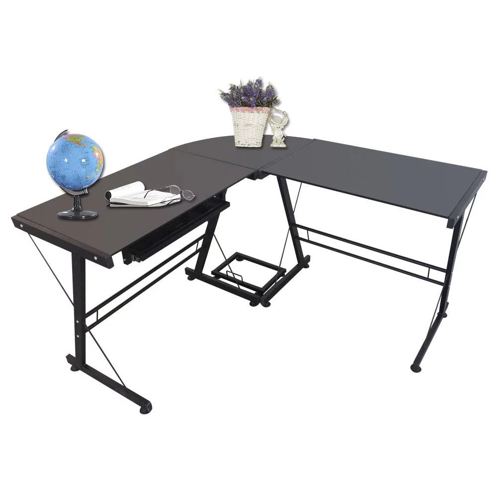 Black L-Shaped Computer Desk L586