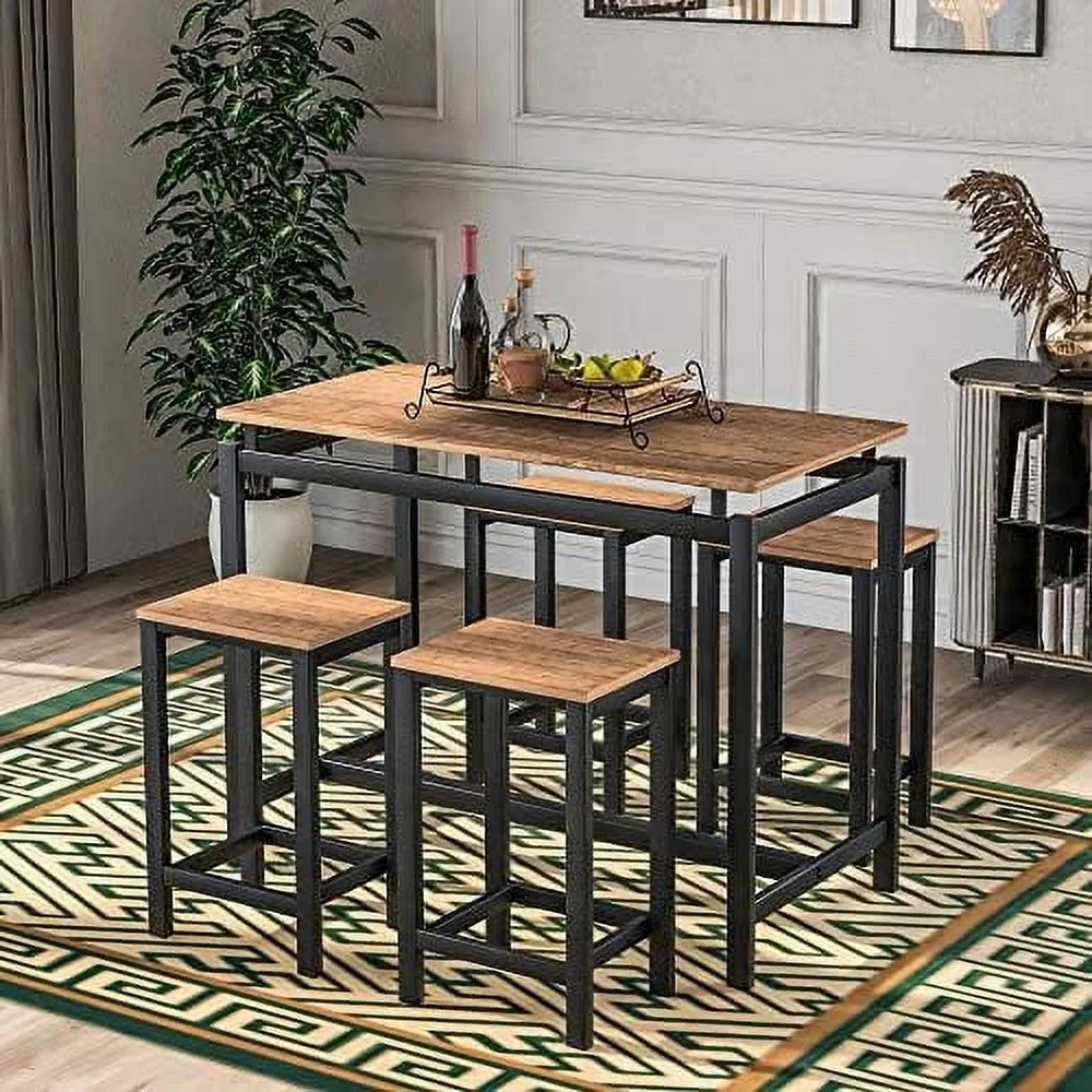 5-Piece Counter Height Dining Table Set with 4 Stools K541