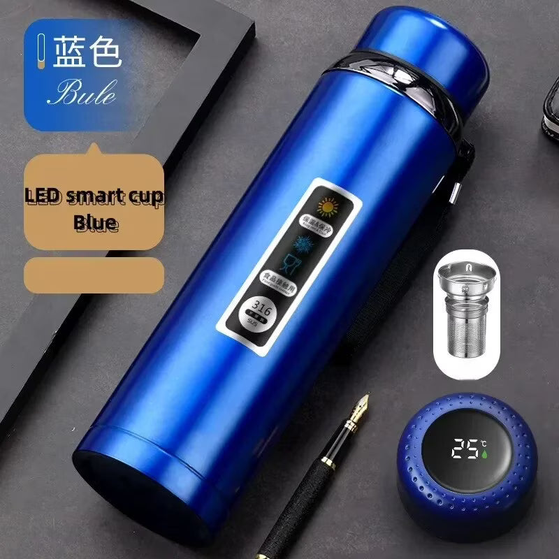 316 Stainless Steel Thermos Bottle Vacuum Flask With Tea Separation Filter LED Temperature Display Leakage-proof Cup 1.0L K195674