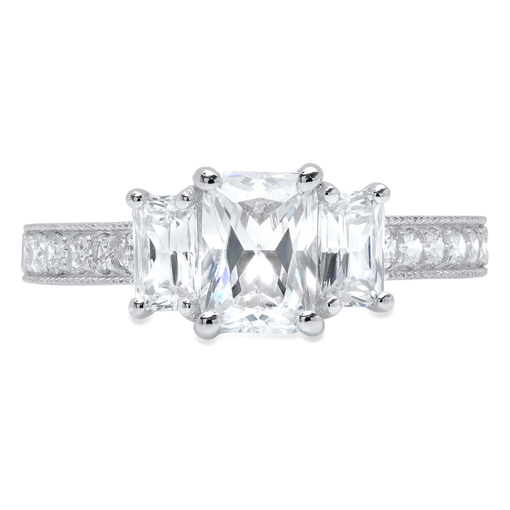 18K White Gold Three-Stone Diamond Engagement Ring X924662