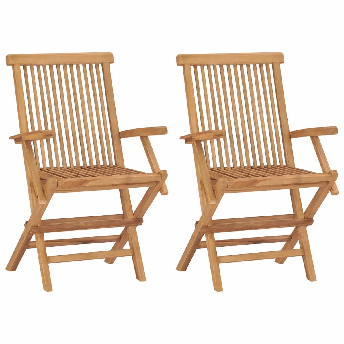 Set of 2 Cream White Cushion Teak Wood Foldable Outdoor Dining Chairs V8715