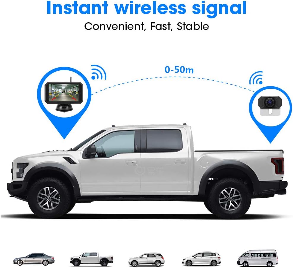 Wireless Backup Camera with 5'' Monitor, Waterproof Night Vision Camera V84899