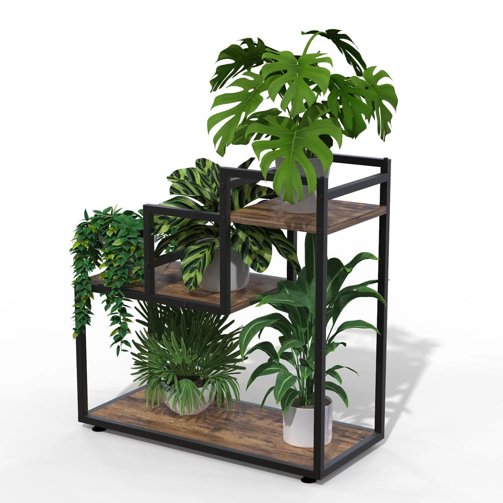 3-Tier Wood Metal Plant Stand M460173