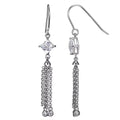 Platinum Plated CZ Tassel Drop Earrings J944715