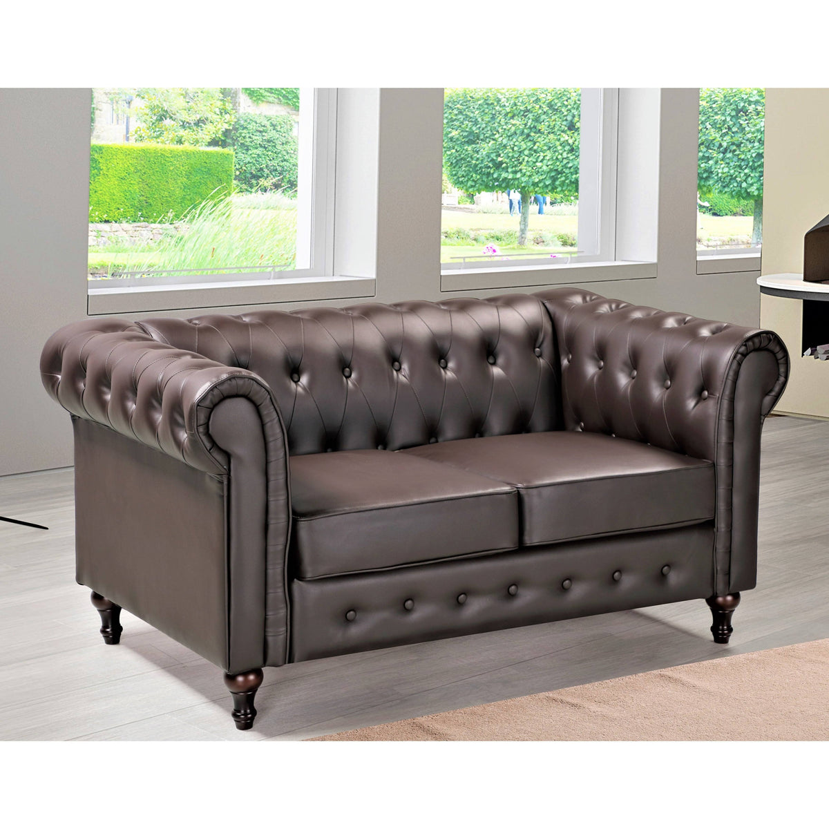 Cream/White Chesterfield Loveseat X25231