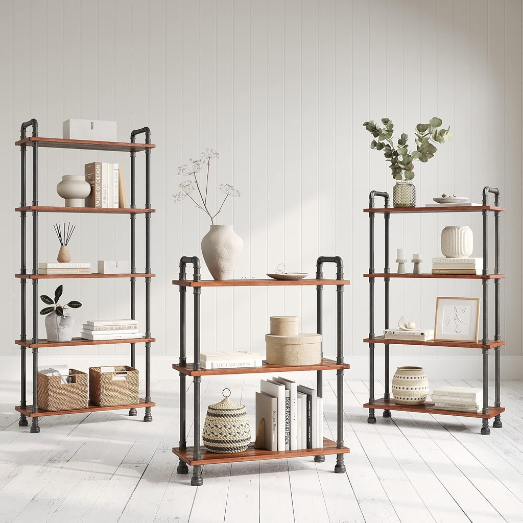 5-Tier Solid Pine Open Wood Bookcase, Brown N73622