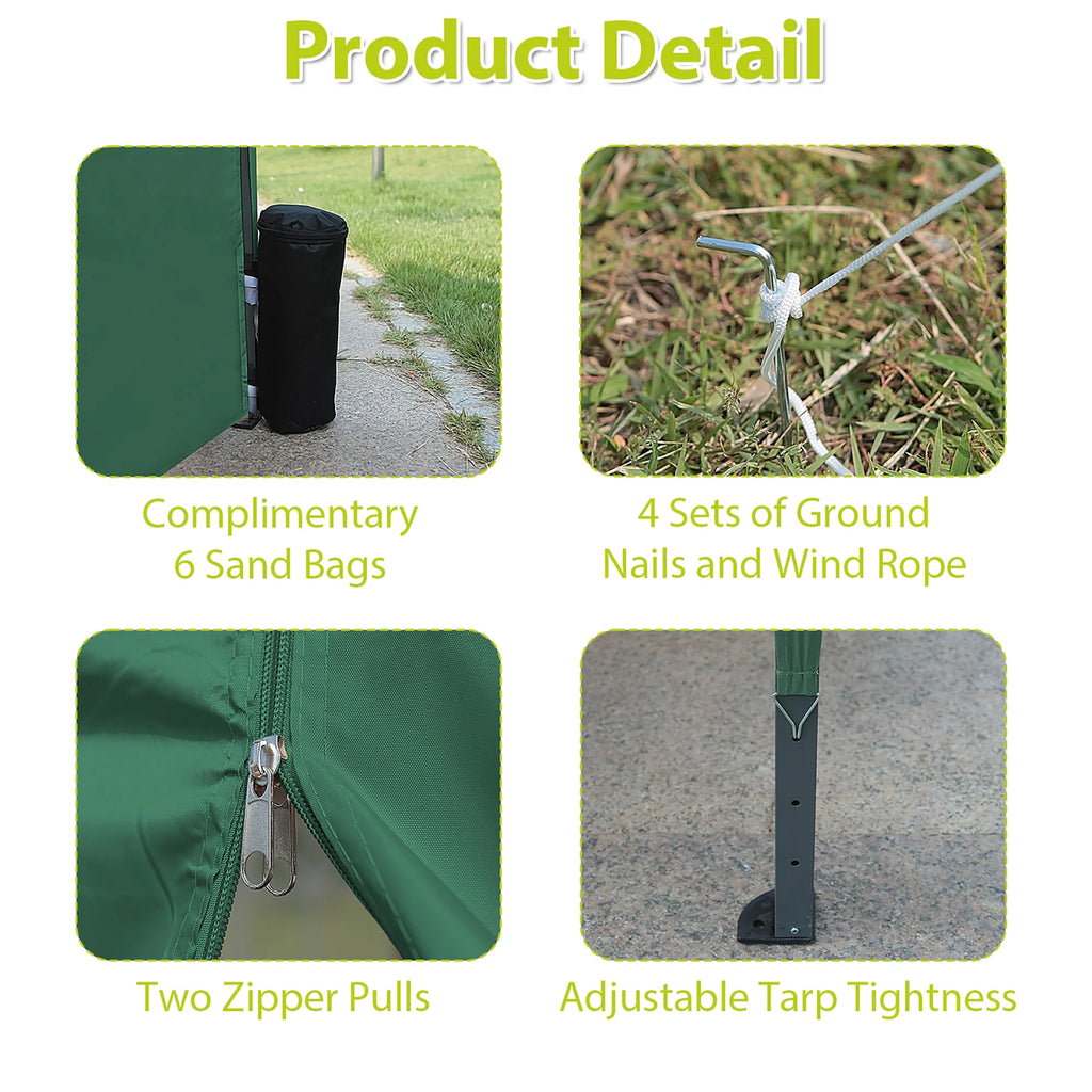 10'x20' Pop up Canopy Tent with 6 Sidewalls, Green T218