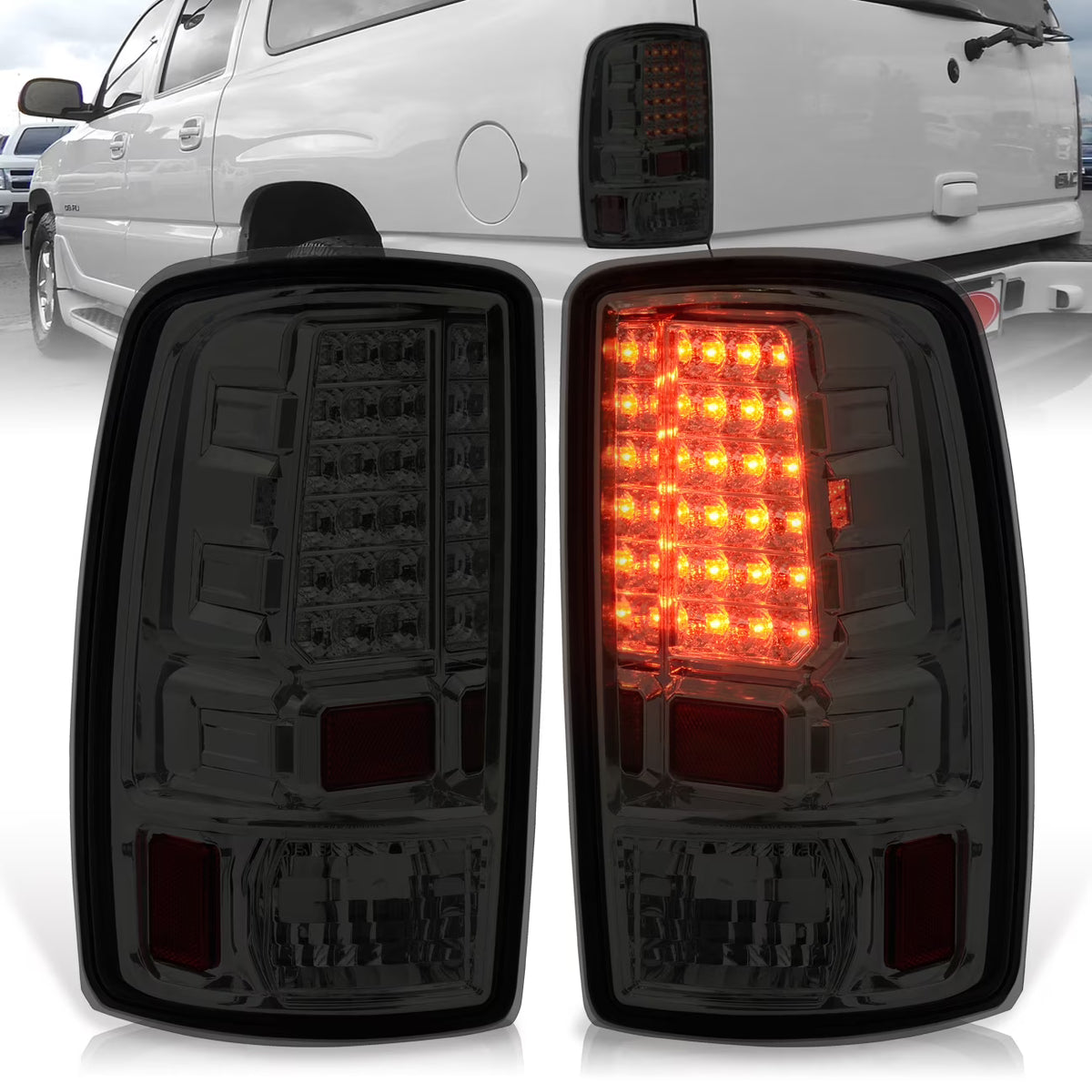Smoked Chrome Housing LED Tail Lights Brake Stop Lamps Z697266