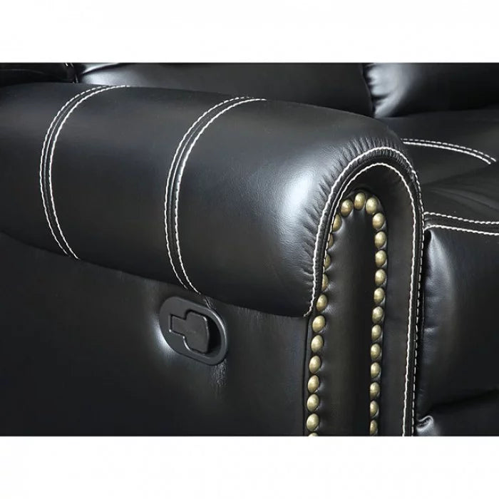Black Leatherette Reclining Sofa and Loveseat 2pc Set P75696