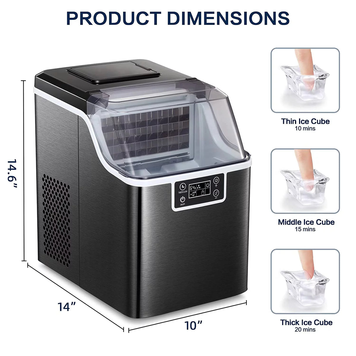 44Lbs/24H Self-Cleaning Portable Compact Ice Maker with Ice Scoop & Basket J973