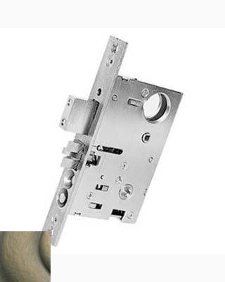 Right Hand Exit Mortise Lock in Satin Brass and Black B75286