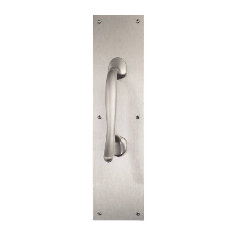 Satin Nickel Hands Free Antimicrobial Pull on A Plate E27213