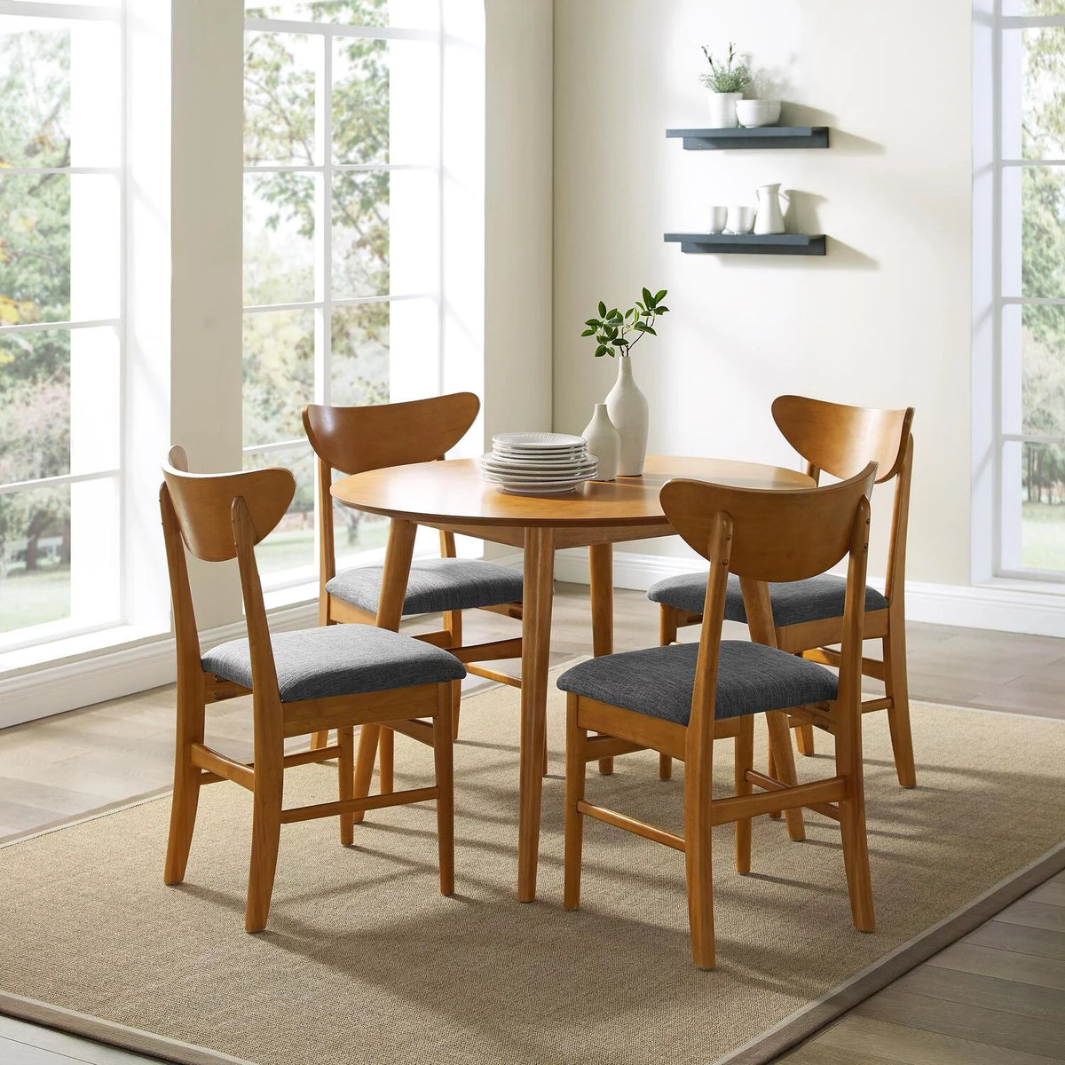 5 Pc Round Dining Set with 4 Wood Back Chairs H118