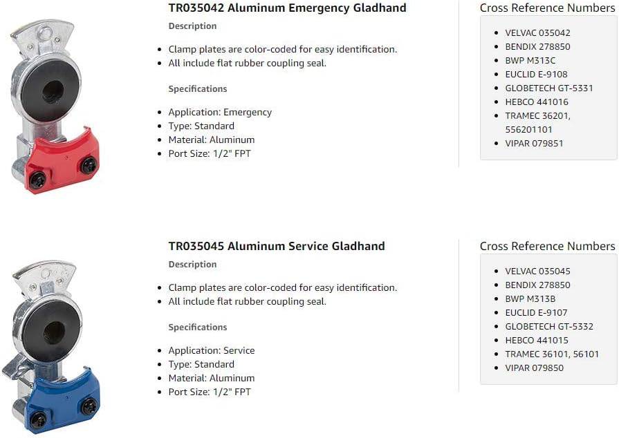 5 Emergency Glad Hands and 5 Standard Service Gladhands Pack of 2 L9032