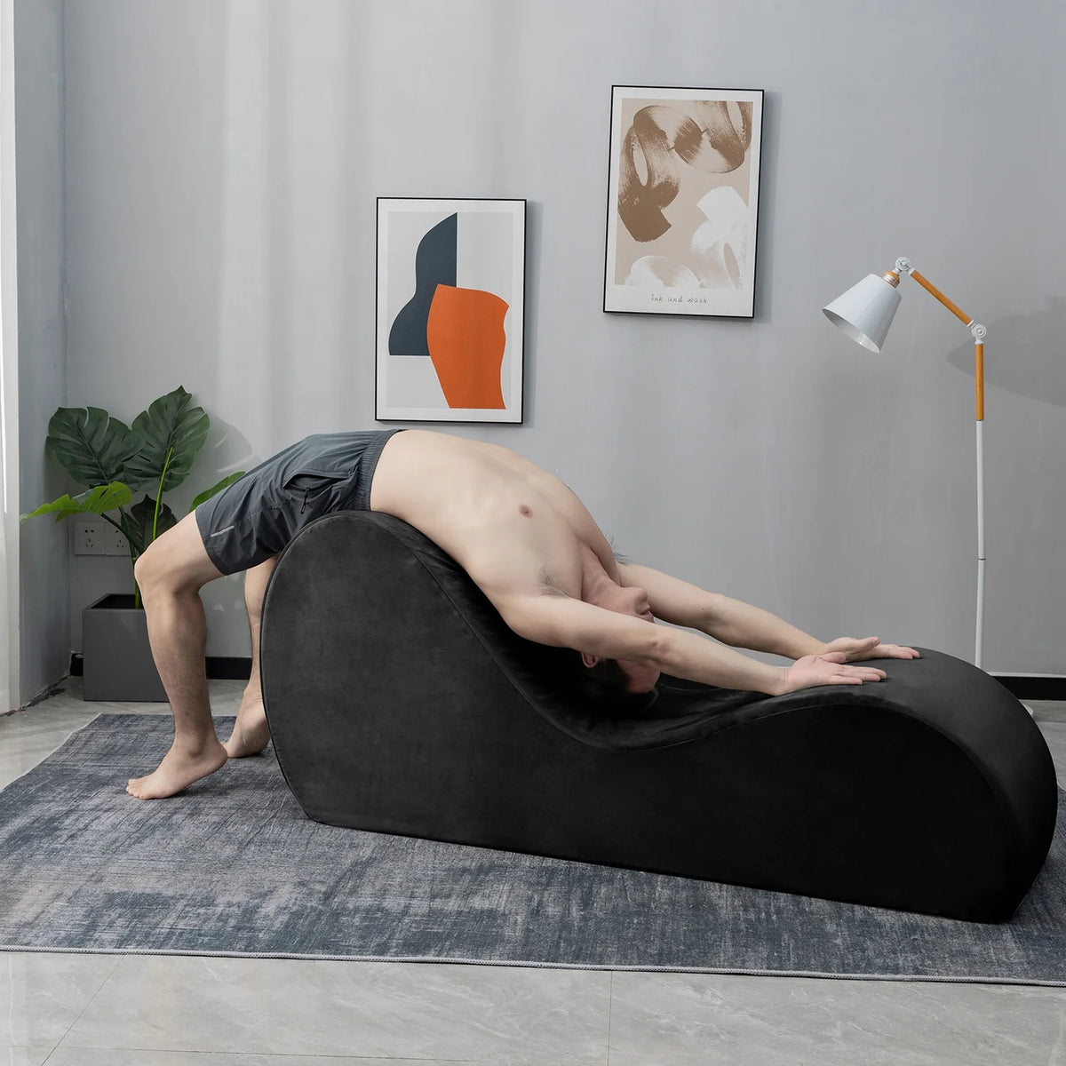 Yoga Chaise with Washable Cover, Side Pockets, Non-Slip Bottom M19093