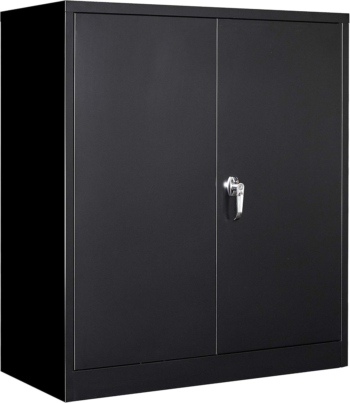 Black Steel Storage Cabinet with Locking Door and 4 Adjustable Shelves P1177