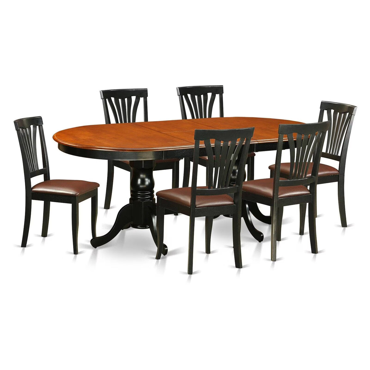 7-piece Dining Set with Leather Chairs in Cherry A85416