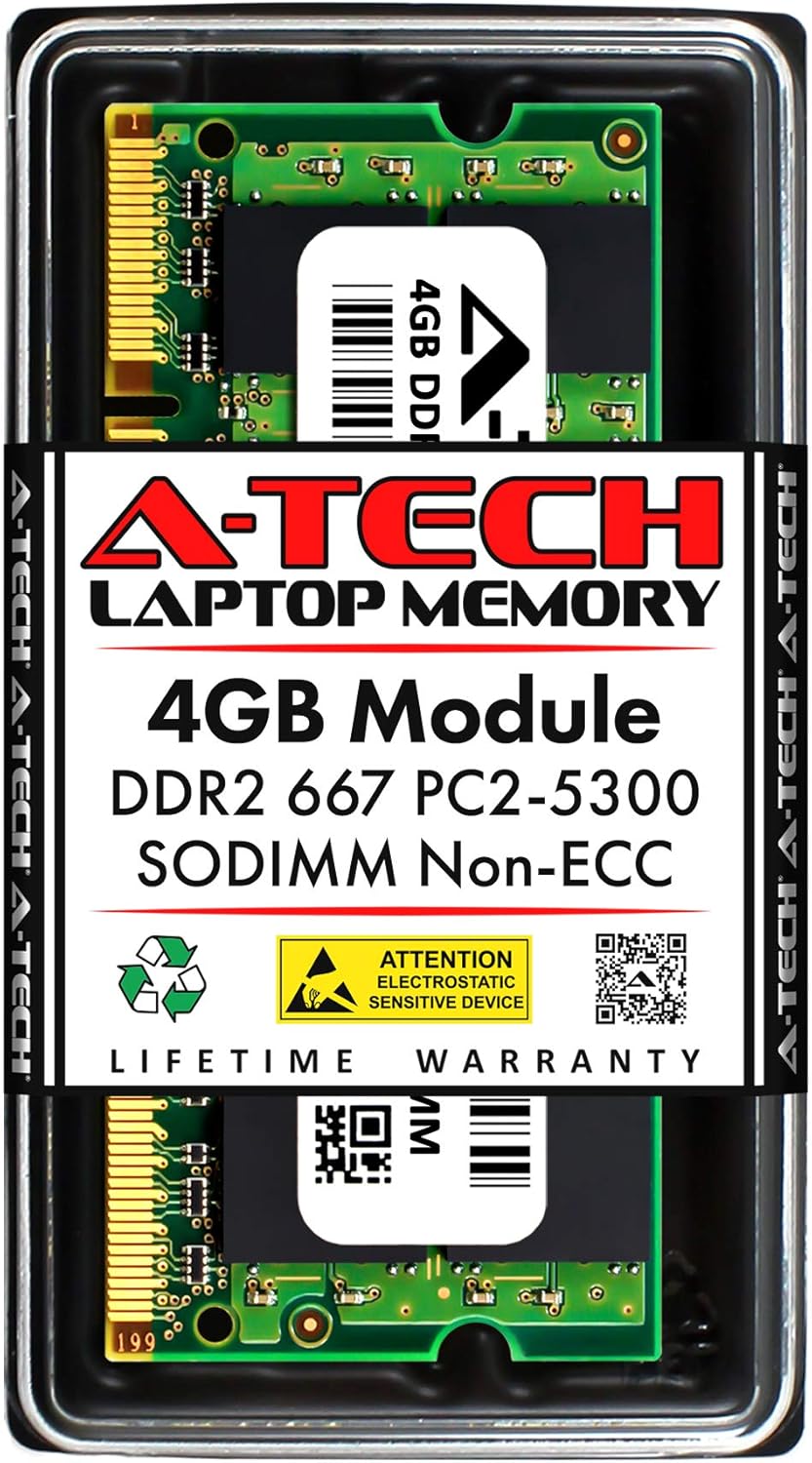 8GB (2x4GB) DDR2 667MHz SODIMM PC2-5300 1.8V CL5 200-Pin Non-ECC Unbuffered Laptop RAM B49605
