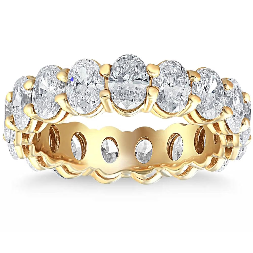 14k Yellow Gold Oval Cut Moissanite Eternity Ring C23455