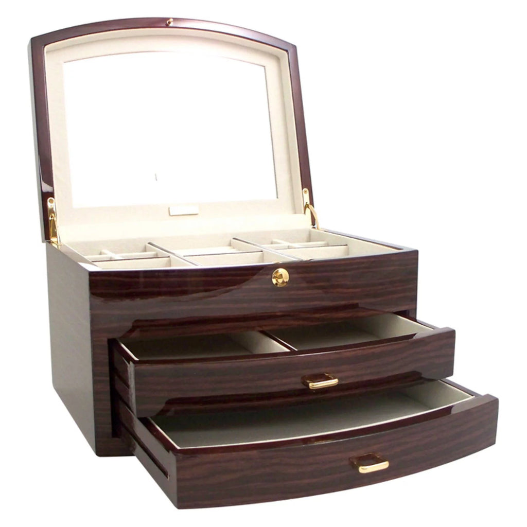 Lacquered Ebony Zebra Wood Jewelry Box H41075