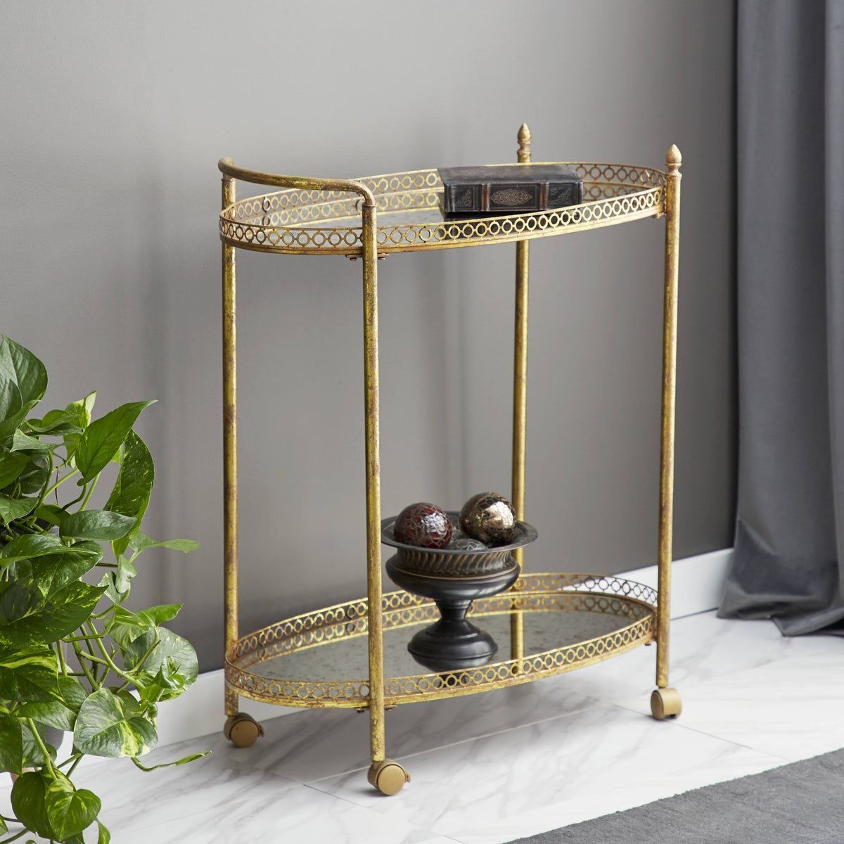 Gold Iron Traditional Bar Cart R445485