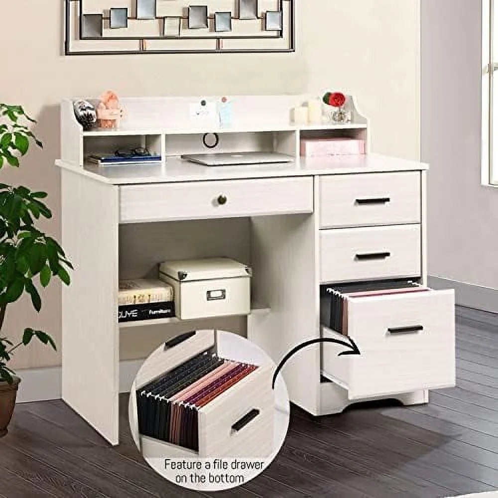 Computer Desk with 4 Drawers and Hutch T611849