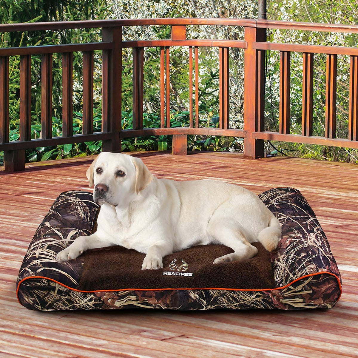 Taupe with Orange Piping Camo Pet Bed I7800