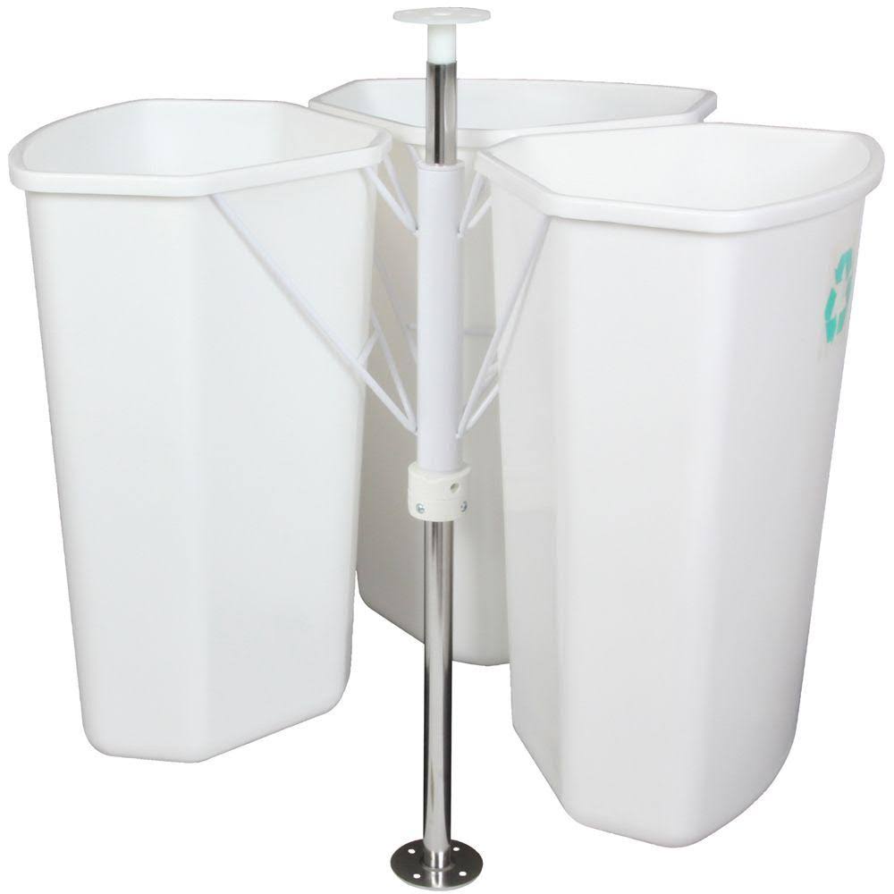 White In Cabinet Corner Trash Can J222