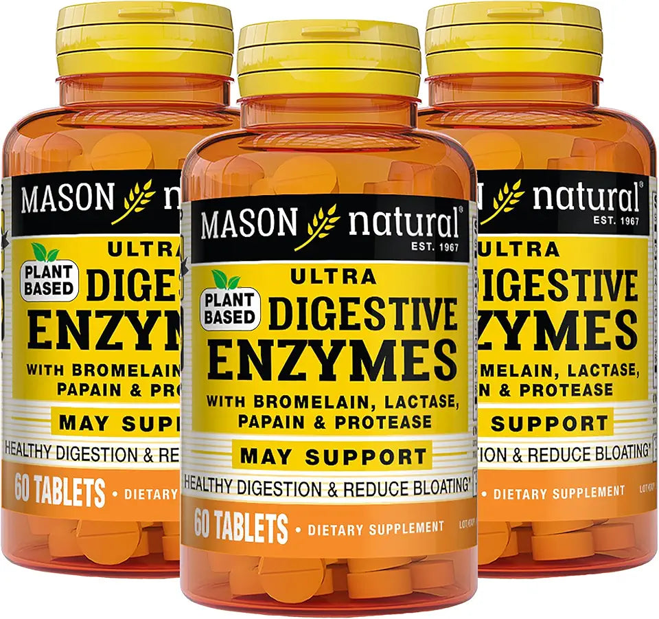 Plant-Based Digestive Enzymes with Bromelain, Lactase & Papain, 60 Capsules, Pack of 3 W636804
