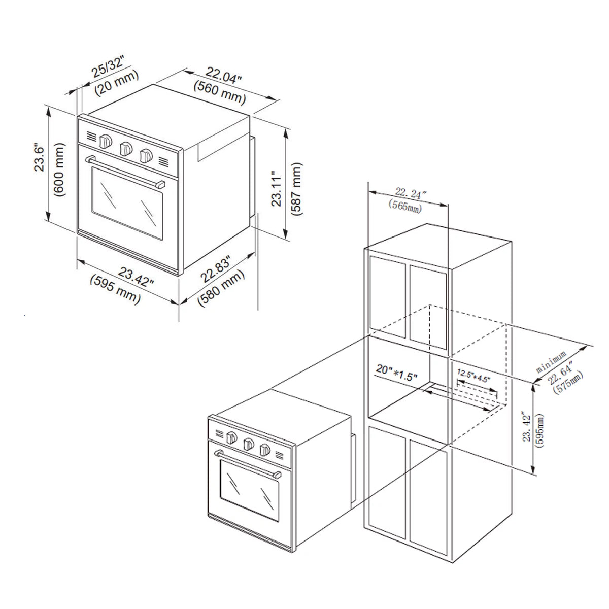 24 in. 2.3 Cu. ft. Single Gas Wall Oven U1733