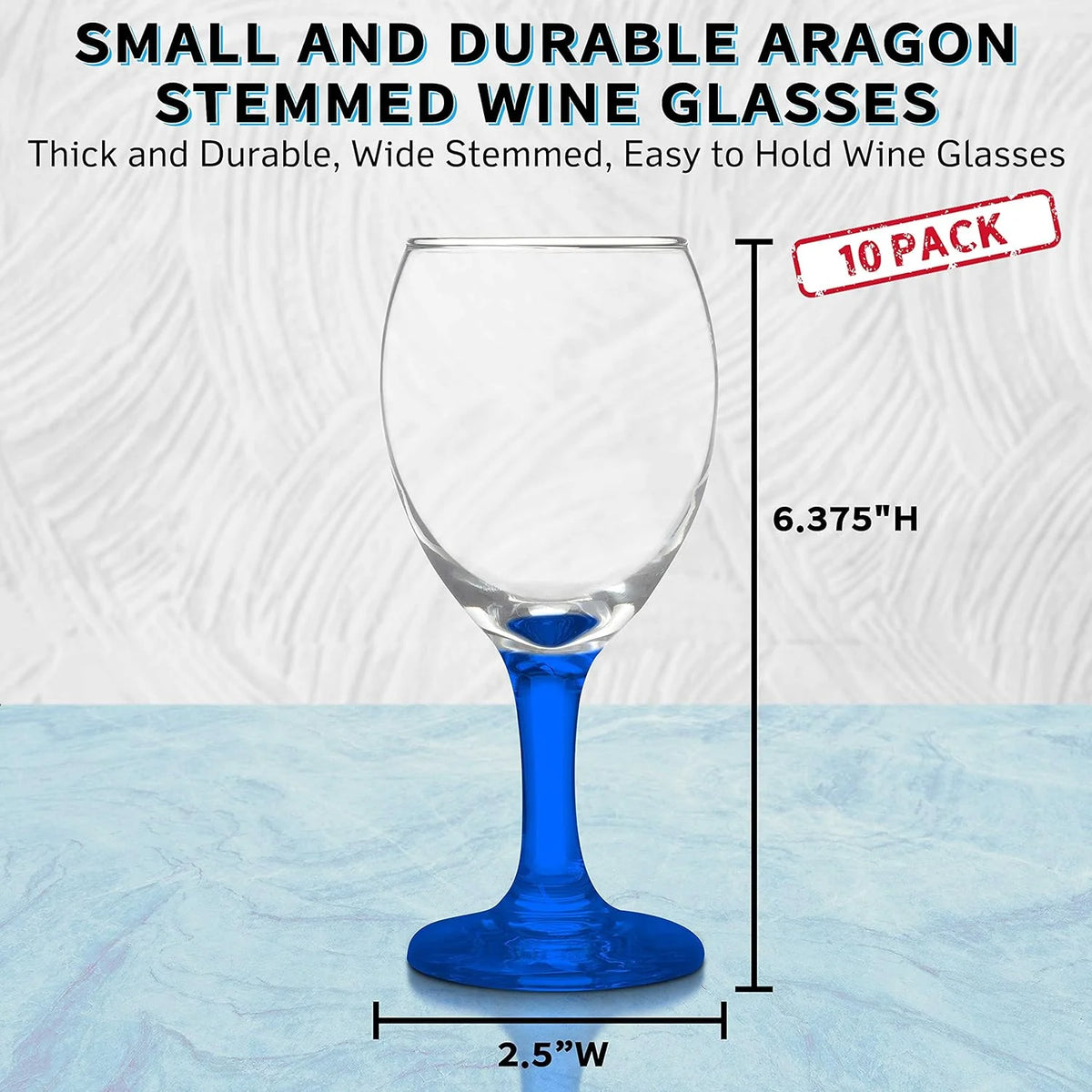 Blue 8.5 Oz Wine Glasses Set W3541