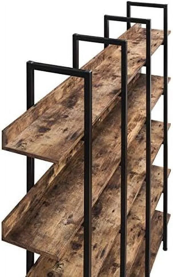 Oak 7-Tier L-Shaped Corner Bookshelf L94238