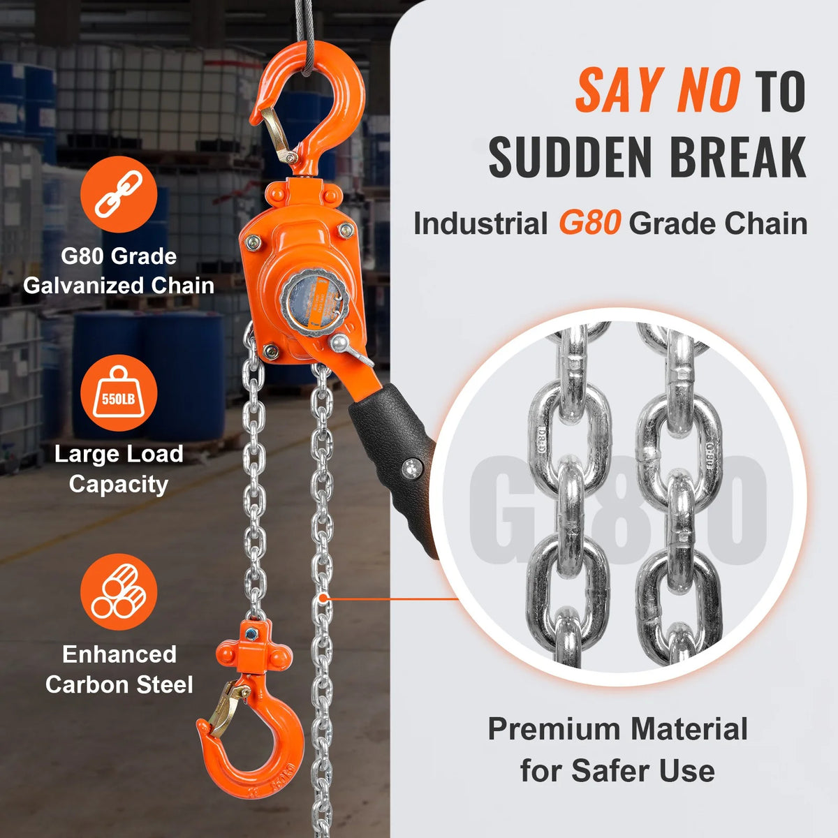 550lb Capacity 10ft Lever Block Chain Hoist C318813