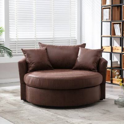 Brown Microfiber Swivel Accent Chair R817592