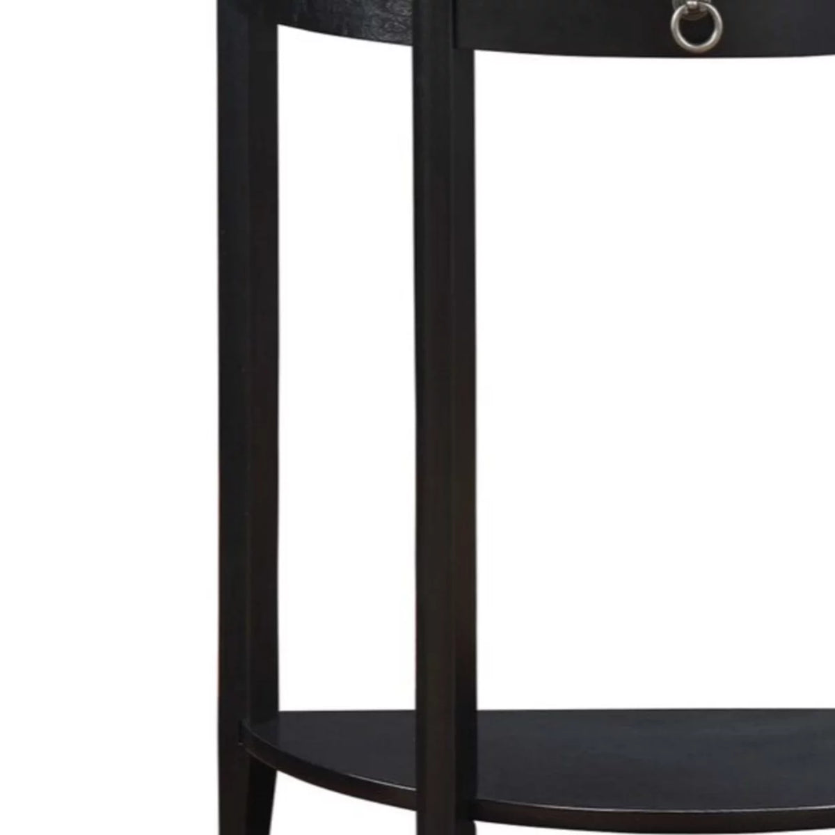 Black Wood Half Moon Console Table with Drawer K420