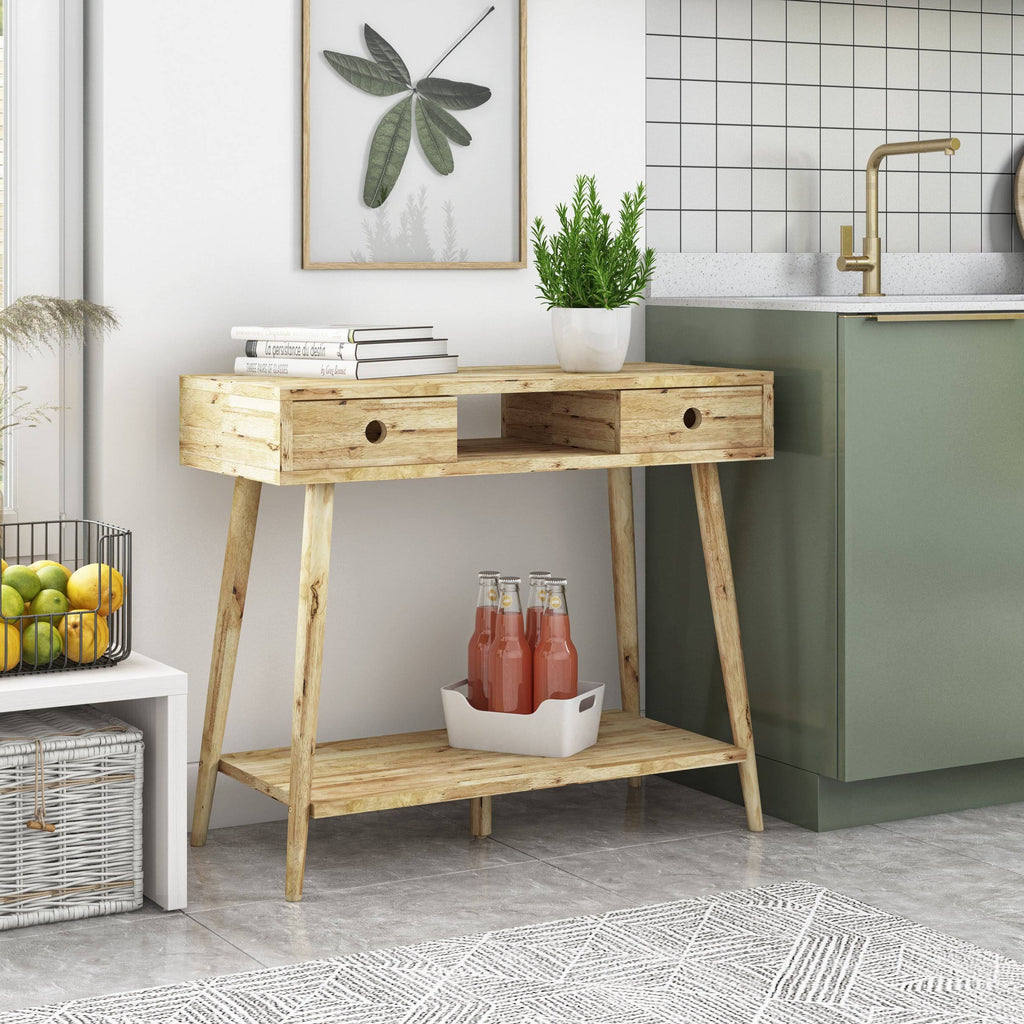 Mid-Century Modern Console Table Natural Finish Y18420