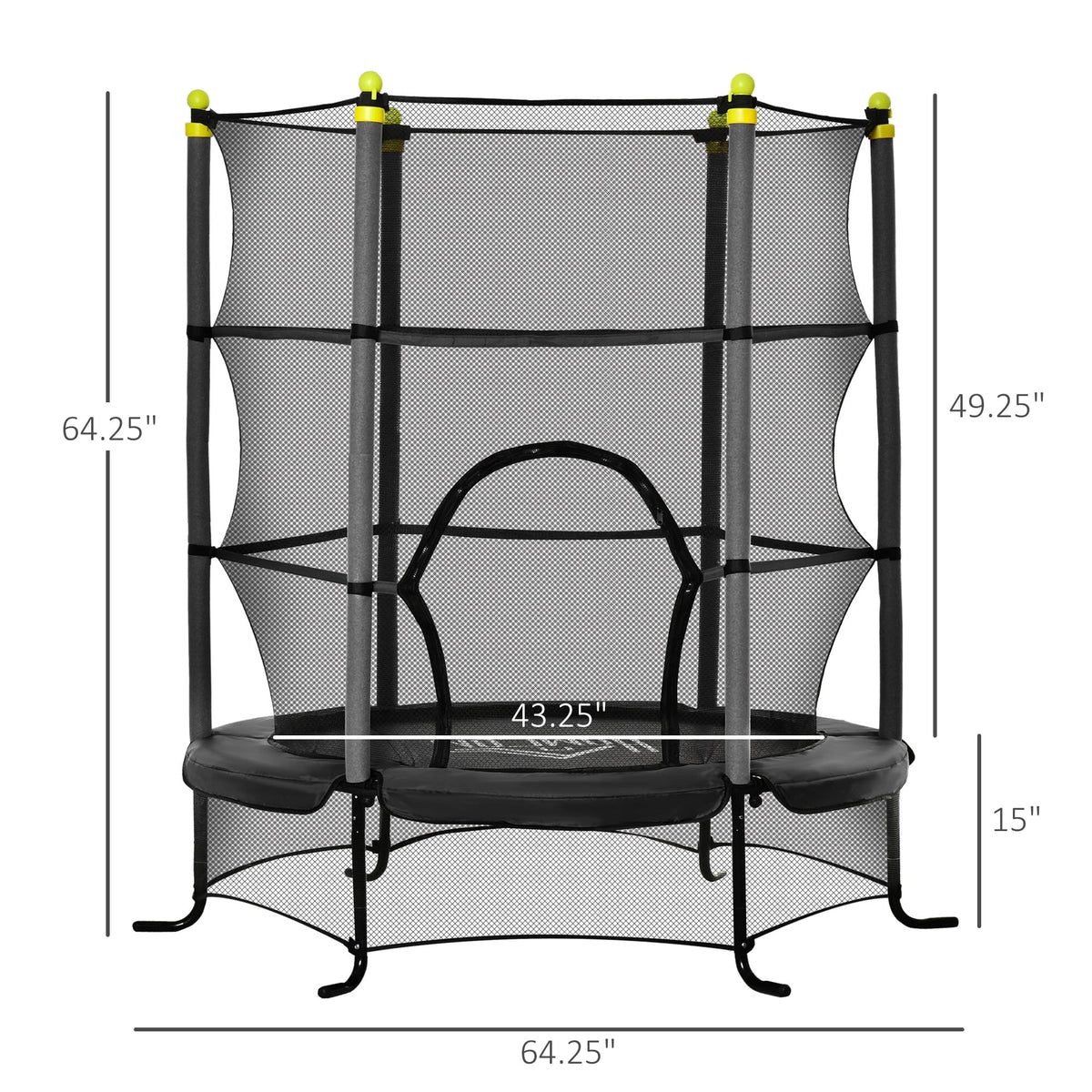 5.3' Kids Trampoline with Safety Enclosure, Black Q580